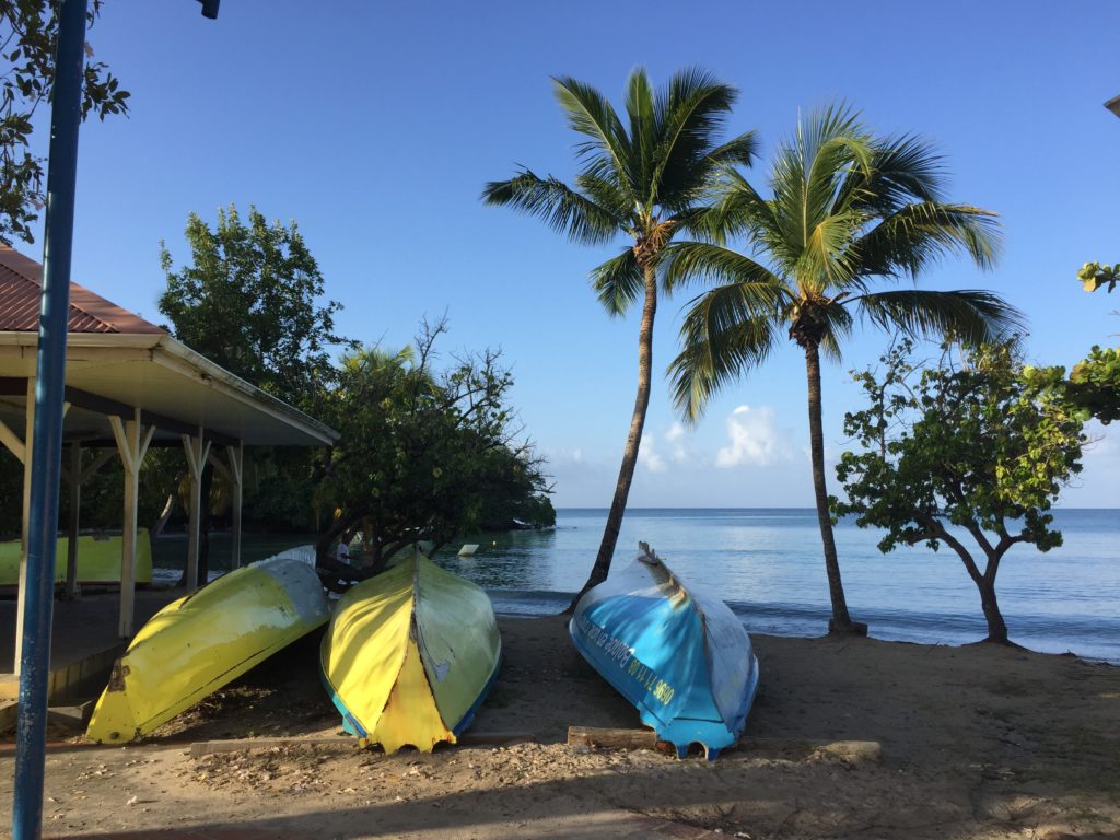 voyage, plage, bateaux de pêcheurs, Martinique